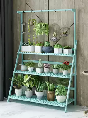 Flower stand multi-layer indoor fleshy solid wood floor ceiling hanging living room balcony decoration shelf special offer