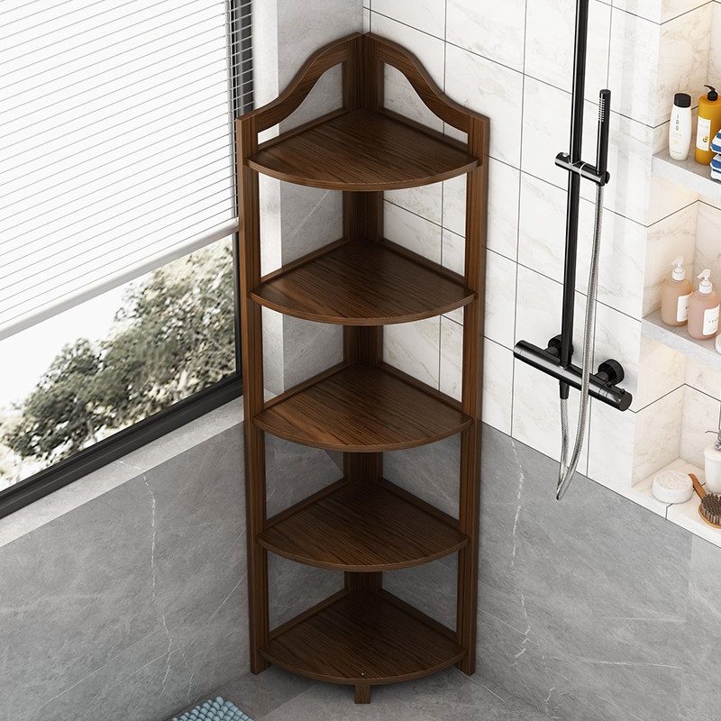 Corner Shelf Floor Tripod Bedroom Living Room Living Room Wall Corner Flower Shelf Solid Wood Multilayer Bookcase Bathroom With Storage Storage