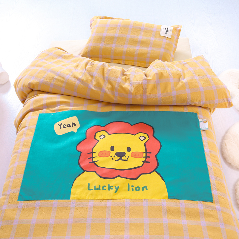 Whole cotton wash cotton kindergarten quilt three pieces bedding six pieces of pure cotton children's baby bed kit are set
