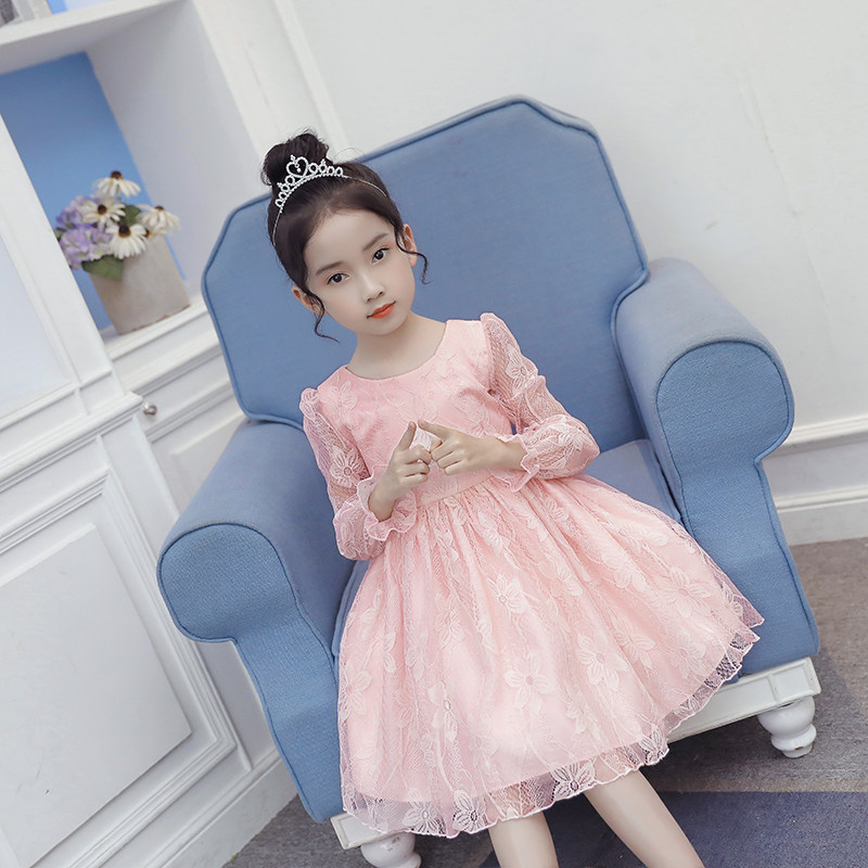 Children's clothing female lace skirt spring and autumn dress baby western style princess skirt children's little girl sweet skirt autumn dress