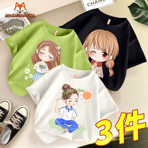 Белая приятная телу хлопковая детская футболка, летняя одежда, короткий рукав, коллекция 2021, в западном стиле, подходит для подростков, детская одежда