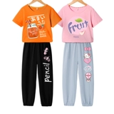 Летний детский комплект, спортивная летняя одежда, коллекция 2022, подходит для подростков, короткий рукав, детская одежда, в западном стиле