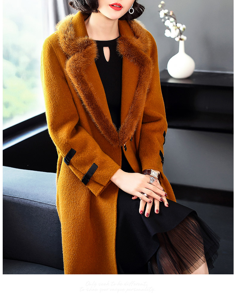 Áo khoác cashmere hai mặt nữ dài qua đầu gối 2019 mùa đông mới châu Âu và áo khoác len nữ cao cấp của Hoa Kỳ - Áo len lót đôi áo khoác lót lông nữ