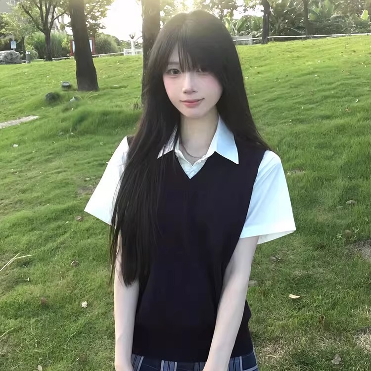 Jk Knitted Vest Original Authentic Japanese Style College Knitted Sweater Vest for Girls School Style Autumn and Winter Layered Sleeveless Top