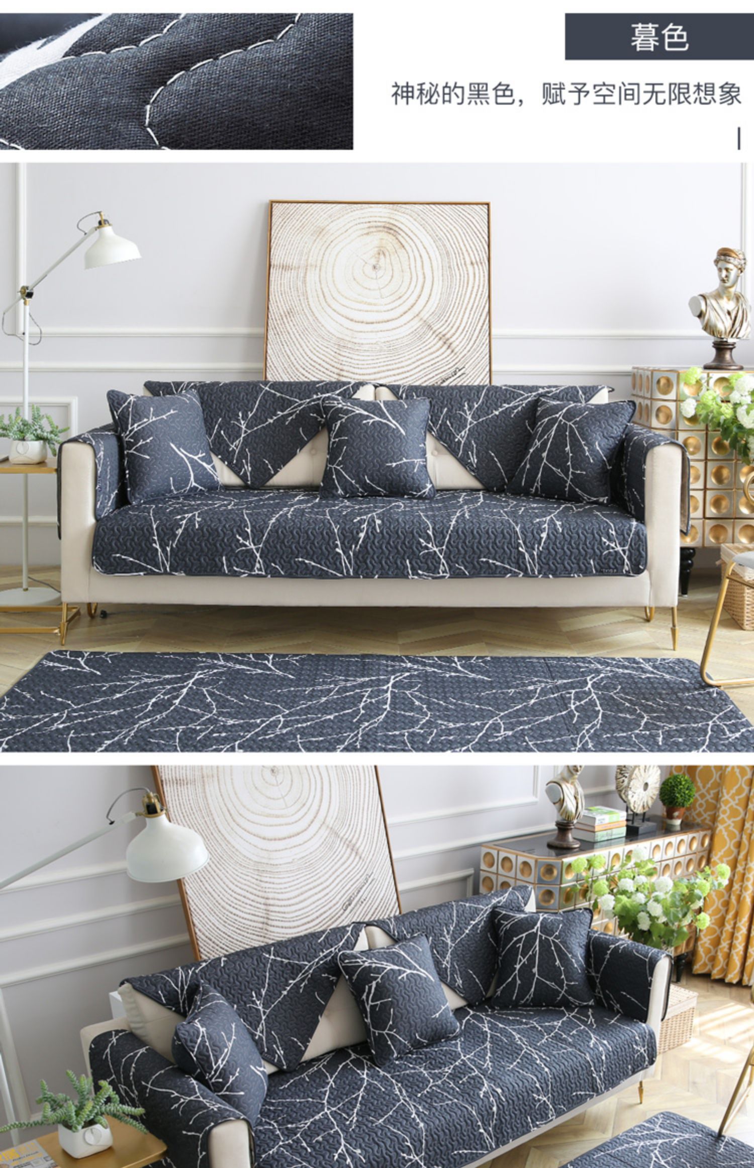 Đơn giản hiện đại phòng khách kết hợp sofa đệm vải cotton bốn mùa đệm chống trượt da gỗ phổ quát khăn - Ghế đệm / đệm Sofa mẫu đệm ghế sofa gỗ