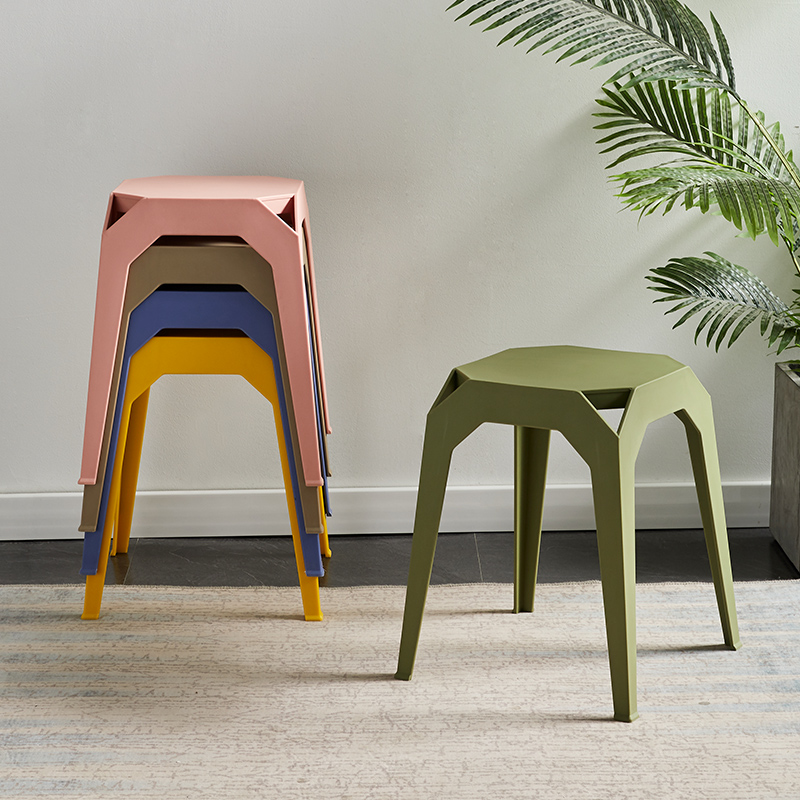 Thickened plastic stool household Nordic simple living room dining table rubber stool high stool economical bench Shuo material Dengzi