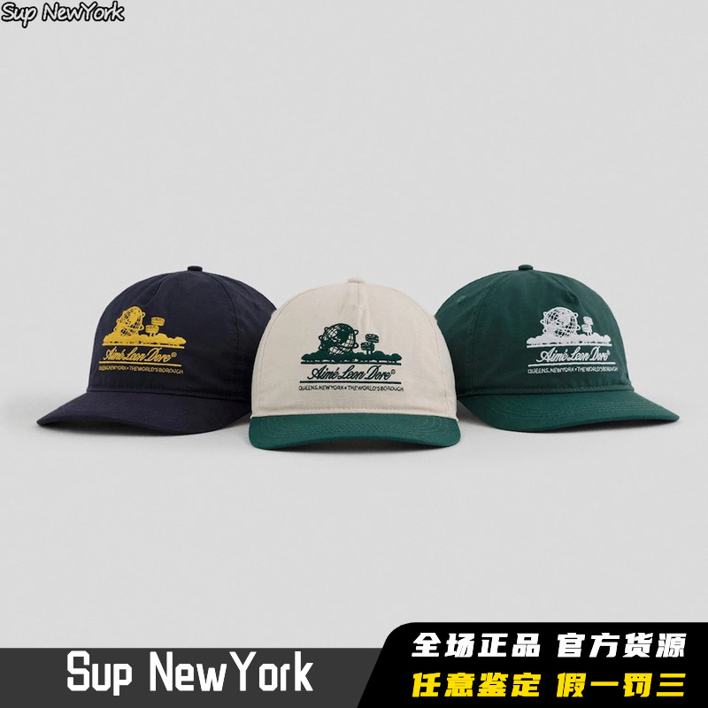 Authentic In-Stock Aime Leon Dore Unisphere Hat with Embroidered Logo of the Queens Landmark
