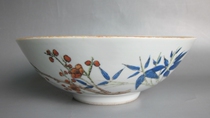Cultural Revolution porcelain plum blossom and bamboo leaf extra large bowl