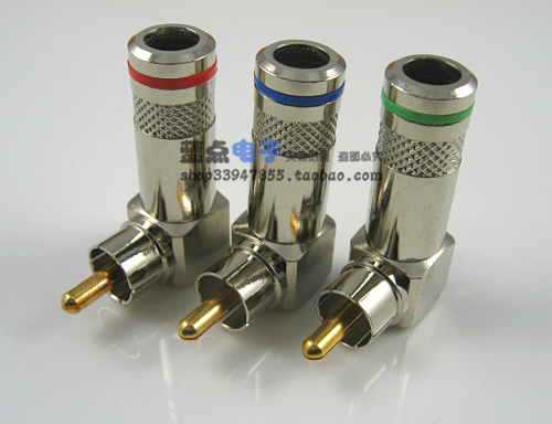 High quality L-shaped lotus RCA right angle elbow welding-free Lotus plug AV elbow plug 90 degree lotus head