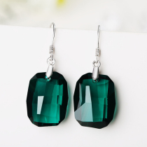 925 sterling silver earrings Austrian crystal necklace clavicle pendant female emerald sparkling earrings