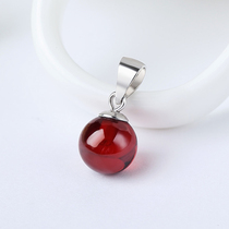 925 sterling silver necklace Net red garnet pendant female crystal necklace Korean single pendant without chain allergy