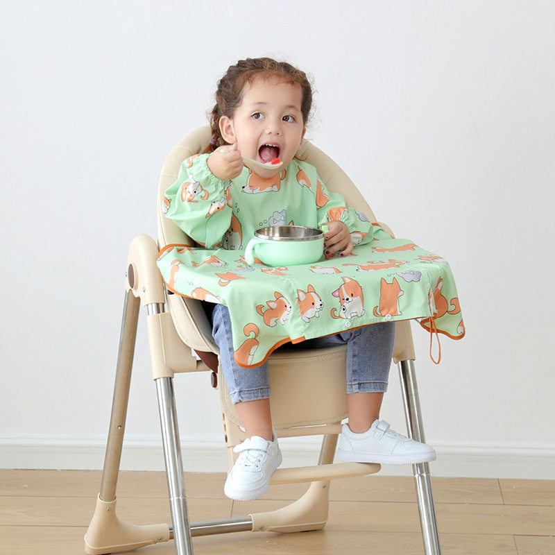 Baby eating cover dining chair dirty artifacts children anti-dressing feeding pocket waterproof long sleeves round spring and summer