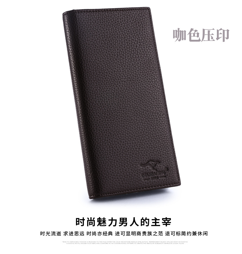Ví Kangaroo Da mềm nam dài Khóa kéo sinh viên Túi xách nhiều thẻ Siêu mỏng Giải trí dành cho giới trẻ clutch nam