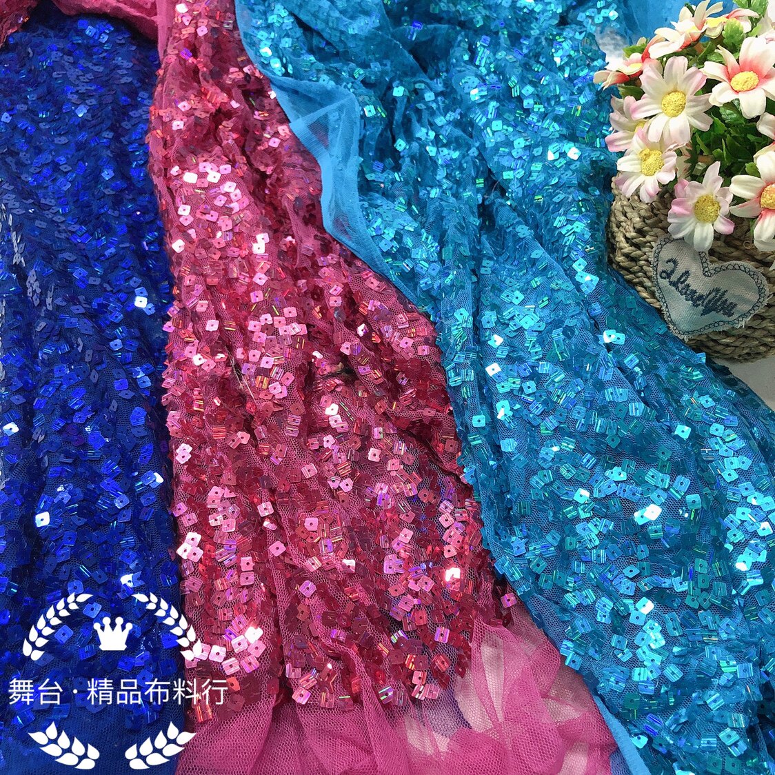 Hanging piece fabric, sequined fabric, square laser embroidered piece fabric, wedding background fabric, stage costume decorative fabric pic 3