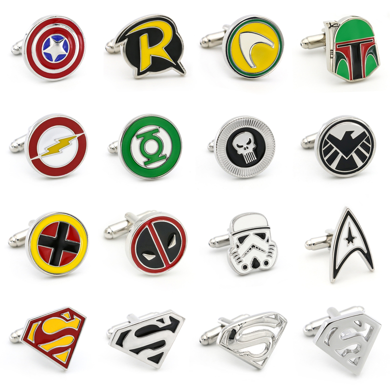 High-Quality Pure Copper French-Style Superhero Cufflinks, European and American Film Peripherals, Marvel Series Movie Cufflinks