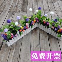 Green planting fence set potted flowers and plants plastic fake flowers desktop partition placed floral corner to block fence flowers