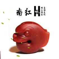 Natural South Red Hong Culture Jade Pig Dragon Three-dimensional Totem Necklace 108 Handheld pendant hand tray Play piece Yupei pendant