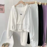 Осенний спортивный костюм, куртка с молнией, повседневные брюки, толстовка, комплект, эффект подтяжки, 3 предмета