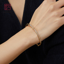 S925 sterling silver bracelet female solid live mouth foot silver bracelet gold-plated silver bracelet jewelry exquisite diamond young model