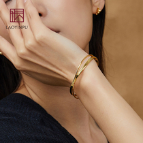 S925 sterling silver bracelet female solid open foot silver gold-plated Bracelet Gold simple literary silver bracelet hand jewelry