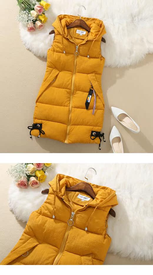 Mùa thu đông 2018 phiên bản Hàn Quốc mới của áo vest cotton xuống trong phần dài kích thước lớn Áo cotton mỏng vest vest vest nữ áo hoodie nữ cute