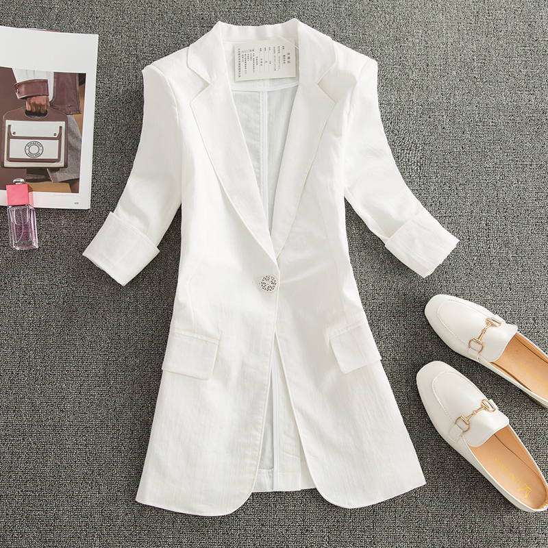Mid-Sleeve Blazer for Women 2025 Spring and Summer New Thin Slim-Fit Mid-Length Sun Protection Clothing Slimming Casual Small Suit Mid-Sleeve Blazer for Women 2025 Spring and Summer New Thin Slim-Fit Mid-Length Sun Protection Clothing Slimming Casual Small Suit