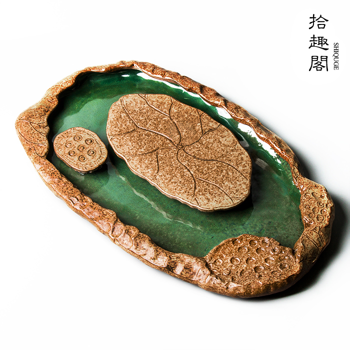 Creative Ceramic Tea Tray Handcrafted Coarse Pottery Deposit Water Storage Dry Foam Pan Nourishing Pot Trays Pot Chengkung fu Tea Tea Tray Tea Sea