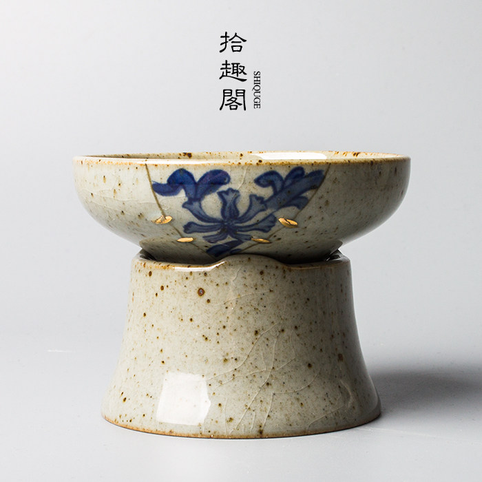 Handcrafted Coarse Pottery Tea Leak Imitation Ancient Ceramic Filter Tea Ware Jingdezhen Handpainted Tea Tea Service Tea Track Zero Fit Tea Filter