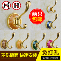 Gold inlaid Yueostyle retro clothes hook single clothes hooks Wall hanging wall hooks hanging clothes hook creativity can be free of nails