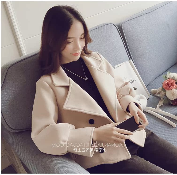 Mùa thu đông 2018 phiên bản mới của Hàn Quốc với áo len cổ lọ hoang dã nữ ngắn đoạn mùa xuân và mùa thu áo khoác mỏng màu sắc mỏng áo khoác dạ nữ hàn quốc