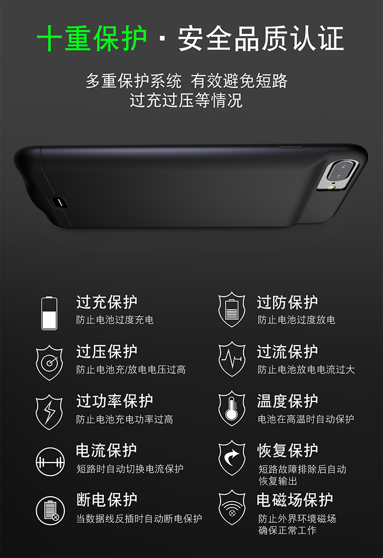 Apple 6 trở lại clip sạc kho báu iPhone7plus silicon lỏng di động điện 8plus pin 6s siêu mỏng vỏ điện thoại di động 6splus không dây gấp 8P dung lượng lớn clip lại i7 mỏng - Ngân hàng điện thoại di động sạc dự phòng giá rẻ