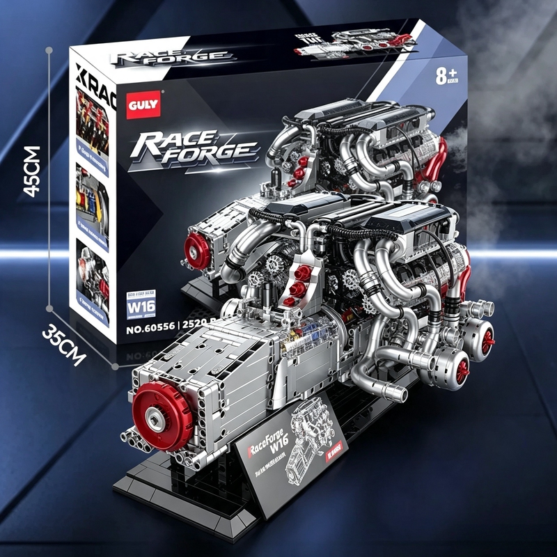 Guli 60556 Bugatti W16 Car Engine Model Mechanical Kit Power Assembly Cross-Border New Product Guli 60556 Bugatti W16 Car Engine Model Mechanical Kit Power Assembly Cross-Border New Product