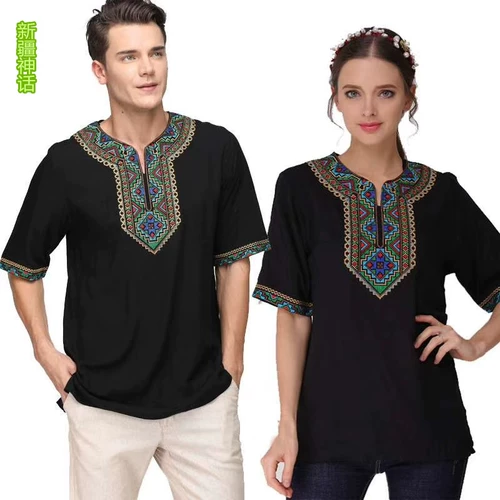 Этническая рубашка, футболка подходит для мужчин и женщин, комбинезон, короткий рукав