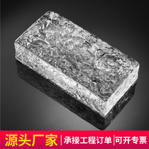 Glass brick transparent square glass brick solid glass brick hot melt crystal bricks double-sided ice crystal grain ultra white frosted