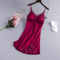 Ice Silk Sleepwear Woman Superior Temperament Harness Sleeping Skirt Mesh Red Wind Pyjamas Woman Spring Summer Sexy small hanging band Skirt Ice