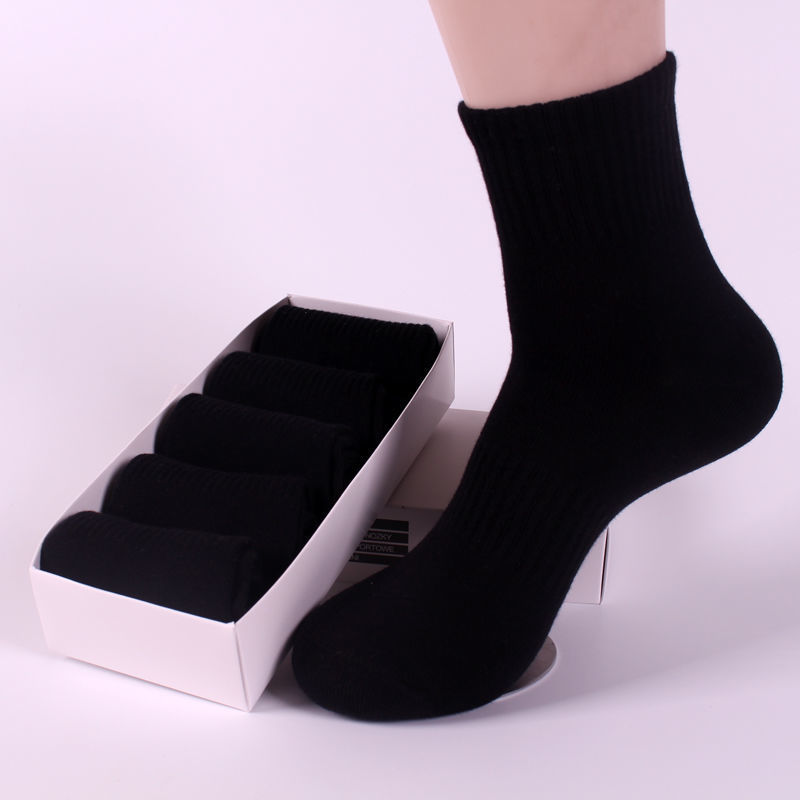 5 Pairs of Men's Pure Cotton Sports Socks, Solid Color Mid-Calf Black All-Cotton Socks for All Seasons, Autumn and Winter, Odor-Resistant Outdoor Basketball Socks 5 Pairs of Men's Pure Cotton Sports Socks, Solid Color Mid-Calf Black All-Cotton Socks for All Seasons, Autumn and Winter, Odor-Resistant Outdoor Basketball Socks