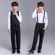 New Years Day Childrens Performance Boys Dress Cotton White Shirt Black Pants Backwear Pants Piano Dress Stage Chorus