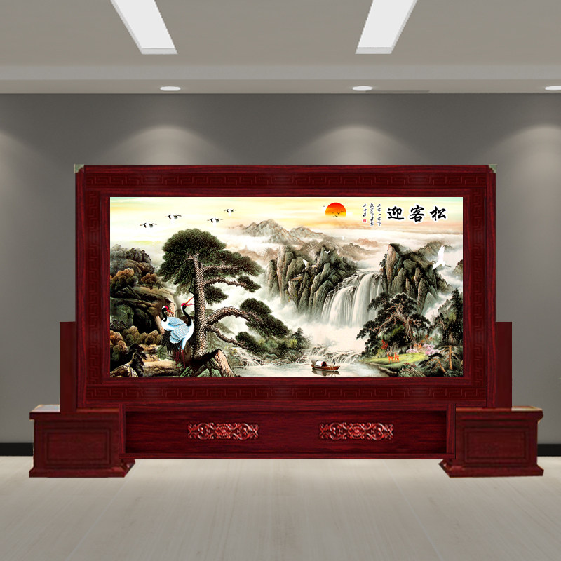 New Chinese-style solid wood screen partition living room entrance entrance company hall office hotel modern simple seat screen