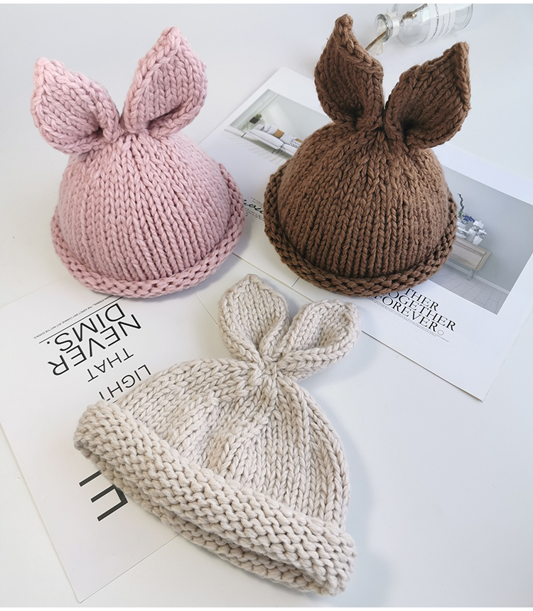 Children Unisex Cute Simple Style Bunny Ears Wool Cap display picture 12