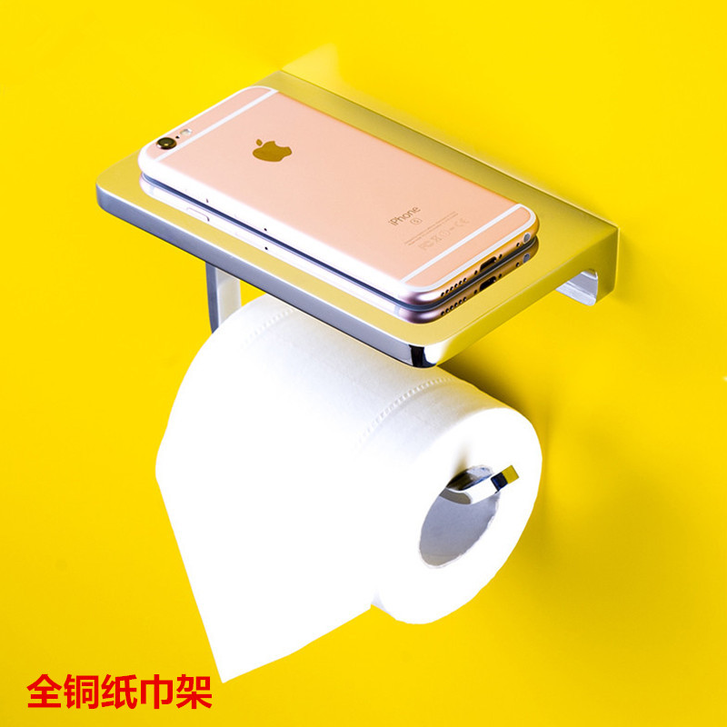 German contemporary bathroom high-end bathroom pendant Paper towel rack Roll toilet paper Powder room All copper flat shelf Toilet paper rack