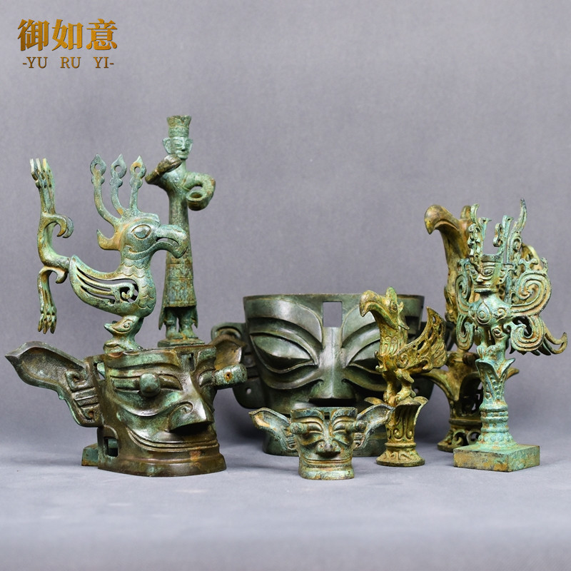 青铜器文庙孔庙祭祀礼器全套影视道具礼器七件套手工复古摆件-Taobao-Tmall