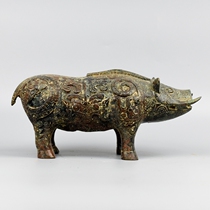 The Ruyi Boutique Green Bronze Ware Pendulum Pieces Pure Bronze Wild Boar Pendulum Pieces of Bronze Ware Styling Bronze Ware Collection Of Art Exhibitions