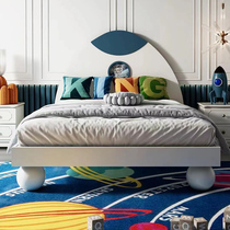 Solid wood childrens bed boy 1 5m space youth room single bed cartoon rocket storage child prince bed