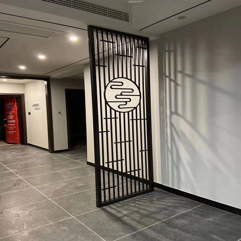 Custom stainless steel screen new Chinese style porch entrance living room metal partition simple modern grille titanium decoration