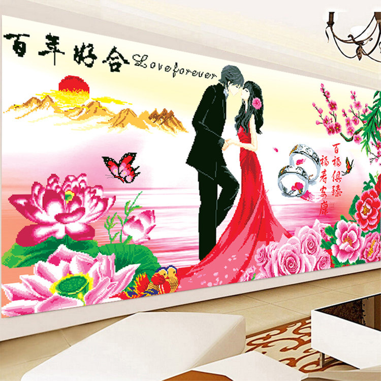 5D Diamond Painting Full Drill Hundreds of years Good Brick Stone Show Wedding Celebration with Cross-embroidered Cross embroidered 2022 bedroom new living room