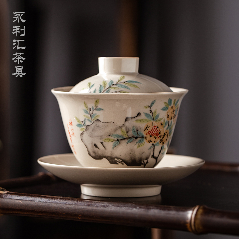 Wynn collect three to a single manual small tea tureen tea kungfu cup three fort jingdezhen ceramic bowl