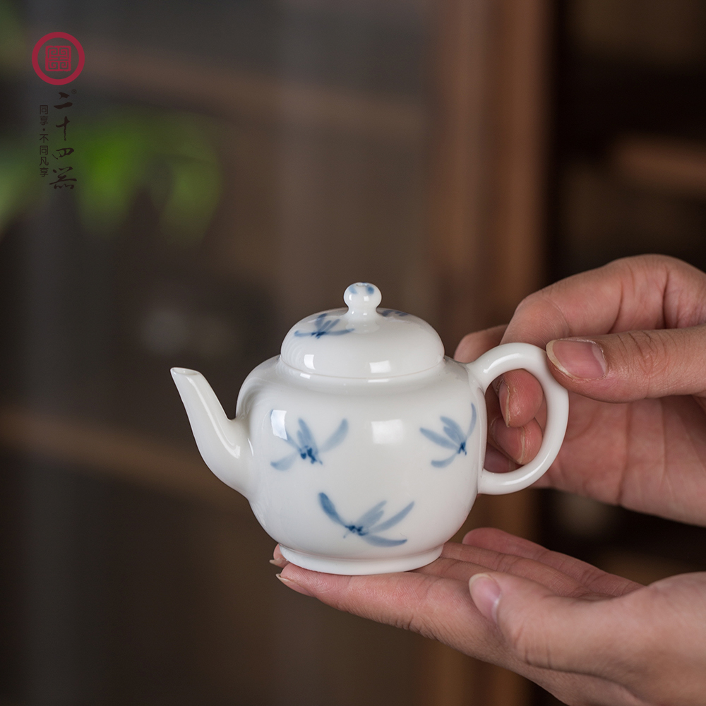Twenty - four ware ceramic tea Japanese one little teapot with a single pot of filtering the mini jingdezhen blue and white porcelain
