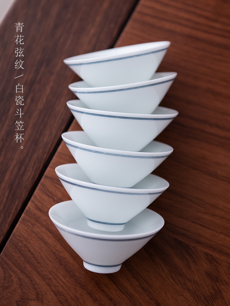 Jingdezhen pure manual white porcelain hat CPU time tea liquor small bowl sample tea cup kung fu master cup single CPU