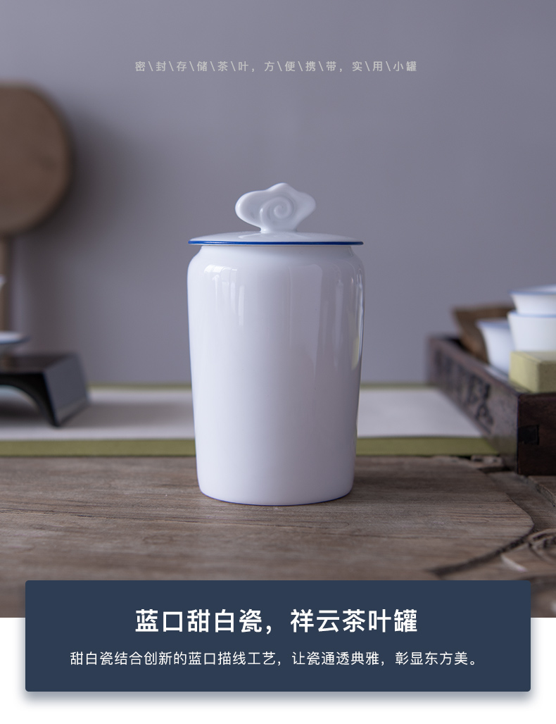 Portable caddy fixings ceramic small store receives deposit sealed as cans white porcelain tea POTS with household travel tea caddy fixings