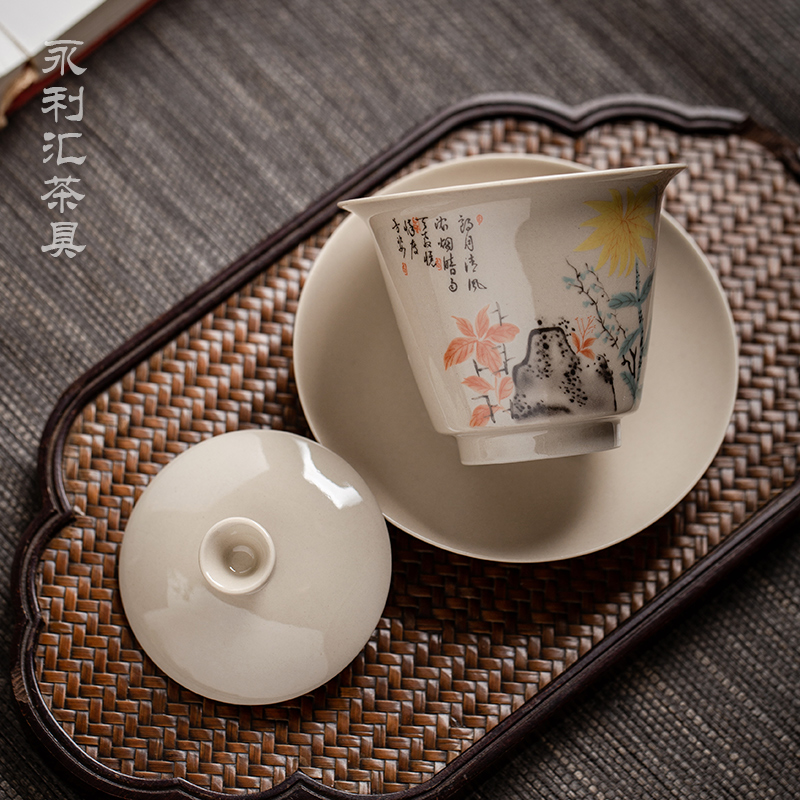 Public remit only three tureen horseshoe a single small tea cup bowl kung fu tea set three fort jingdezhen ceramics